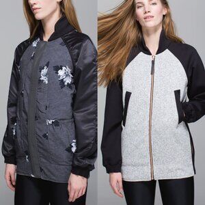 Lululemon Both Ways Bomber Heathered White / Black / Atomic Flower Silver Spoon